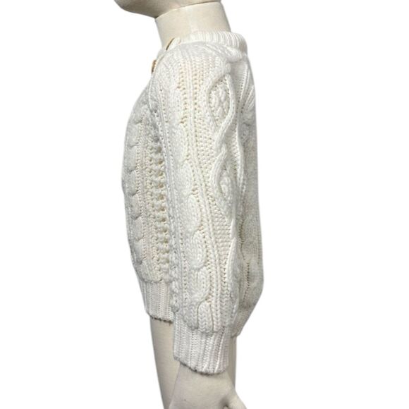 Vintage 80's Toddler 2T Acrylic Fisherman Irish Cable Knit White Sweater - Picture 4 of 7
